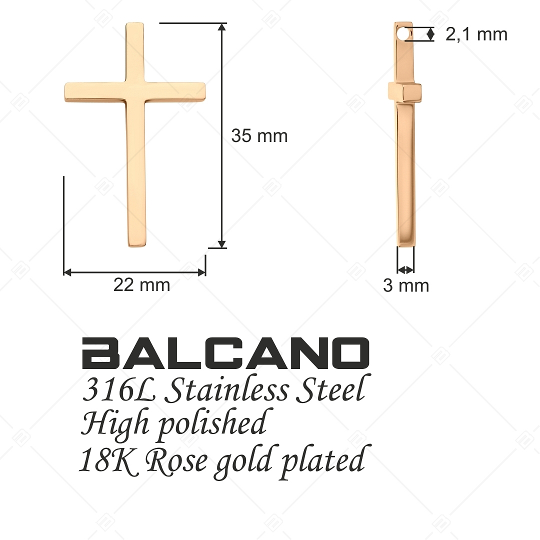 BALCANO - Tenuis / Pendentif croix classique en acier inoxydable, plaqué or rose 18K (242205BL96)