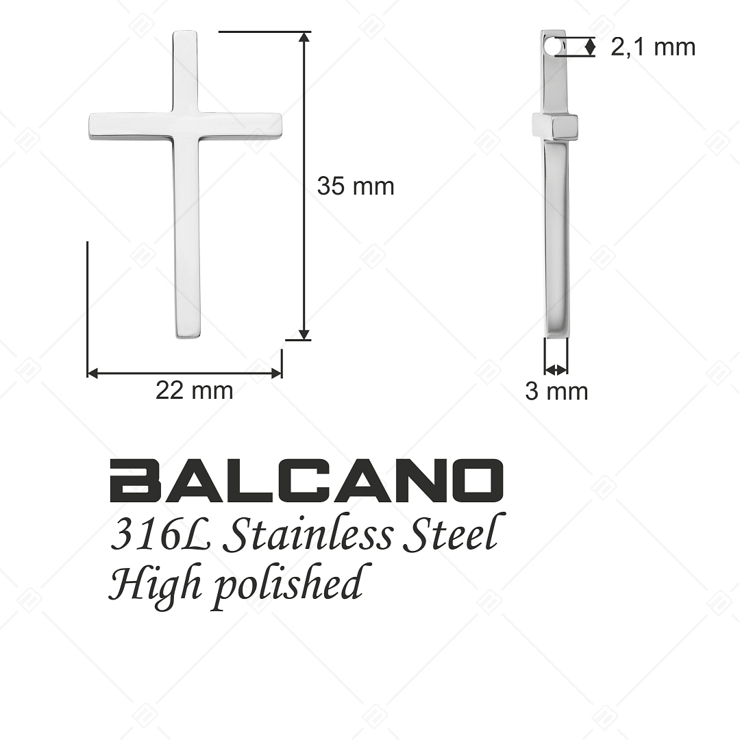 BALCANO - Tenuis / Pendentif croix classique en acier inoxydable, avec polissage à haute brillance (242205BL97)