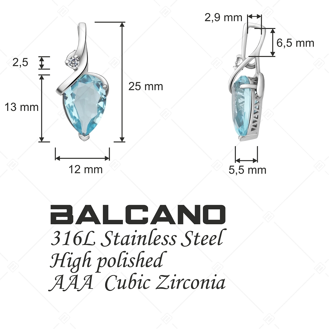 BALCANO - Pera / Pendentif en acier inoxydable avec pierres précieuses zirconium (242206BC48)