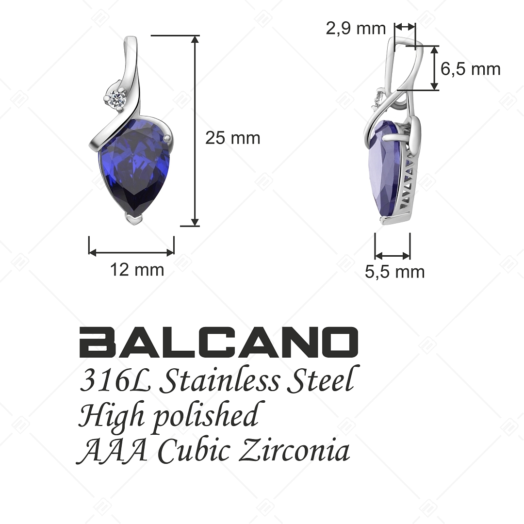 BALCANO - Pera / Pendentif en acier inoxydable avec pierres précieuses zirconium (242206BC49)