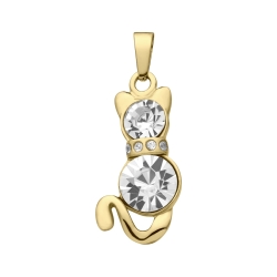 BALCANO - Cat shaped pendant with crystals, 18K gold plated