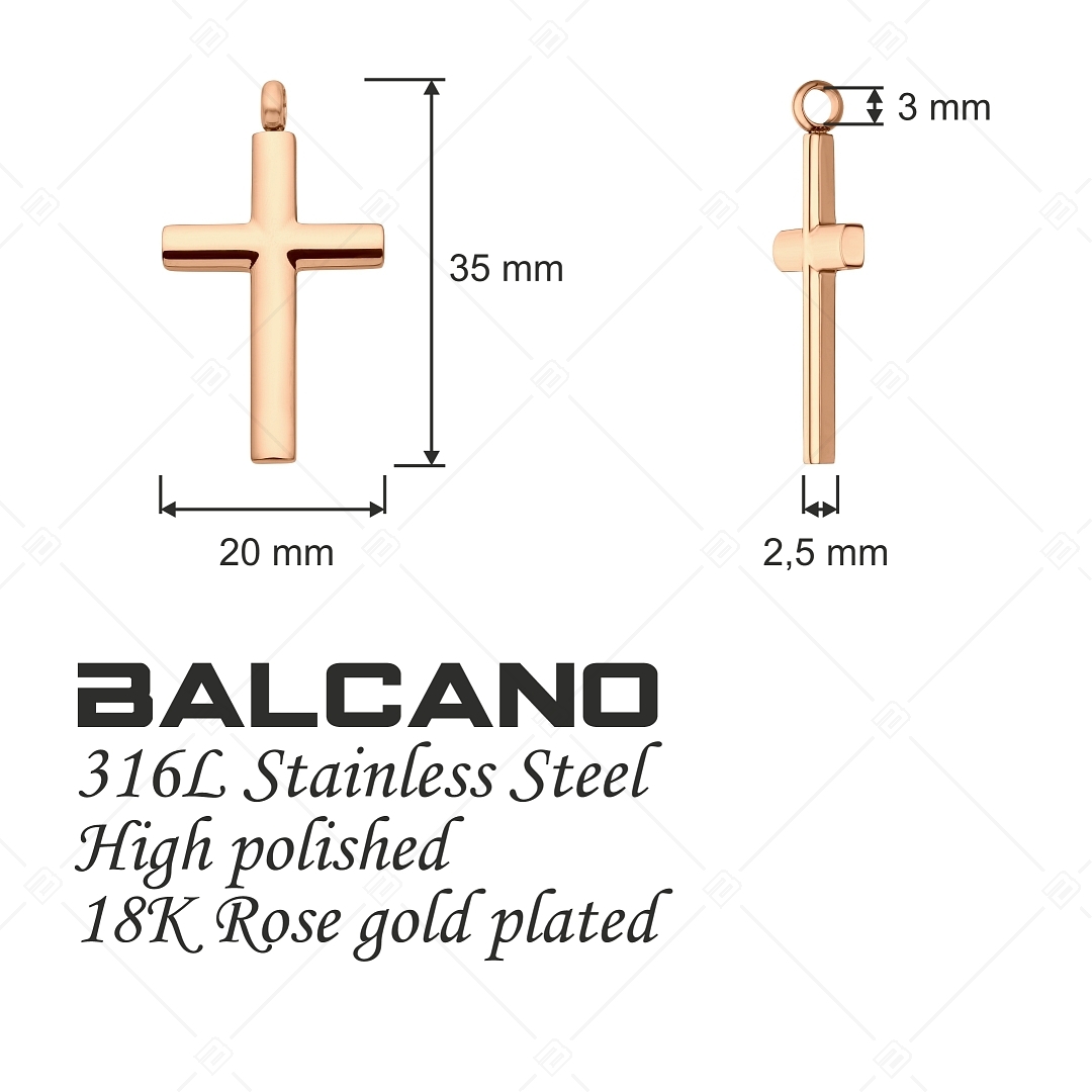 BALCANO - Croce / Cross Pendant, 18K Rose Gold Plated (242209BC96)