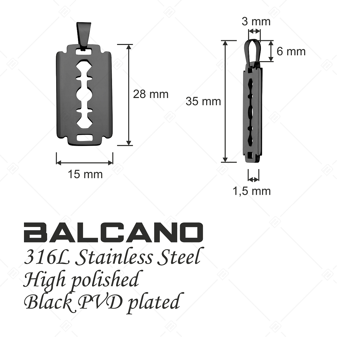BALCANO - Blade / Blade Shaped Pendant, Black PVD Plated (242210BC11)