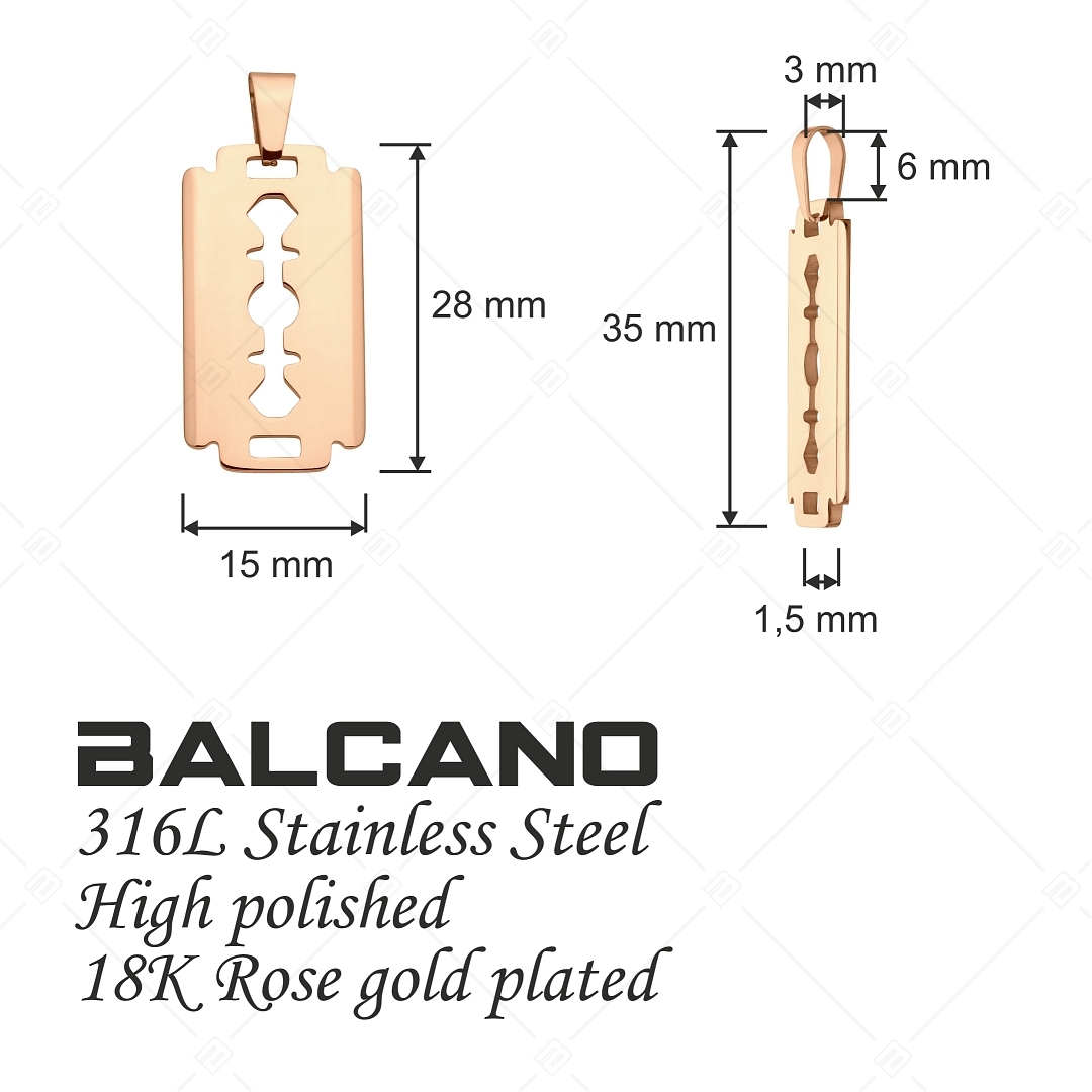 BALCANO - Blade / Blade Shaped Pendant, 18K Rose Gold Plated (242210BC96)