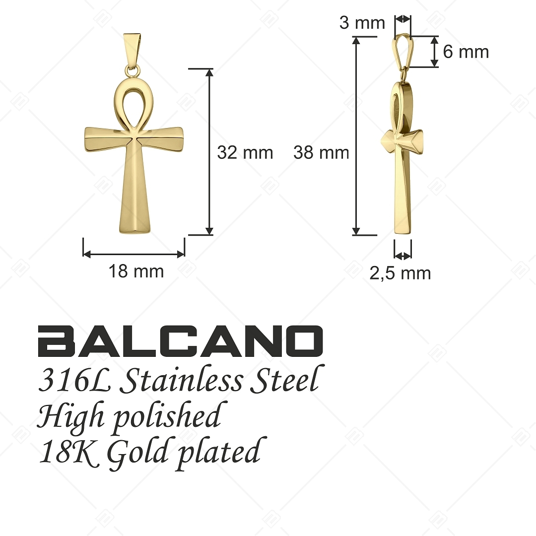 BALCANO - Isiris / Ankh Cross (Egyptian Cross) Pendant, 18K Gold Plated (242211BC88)