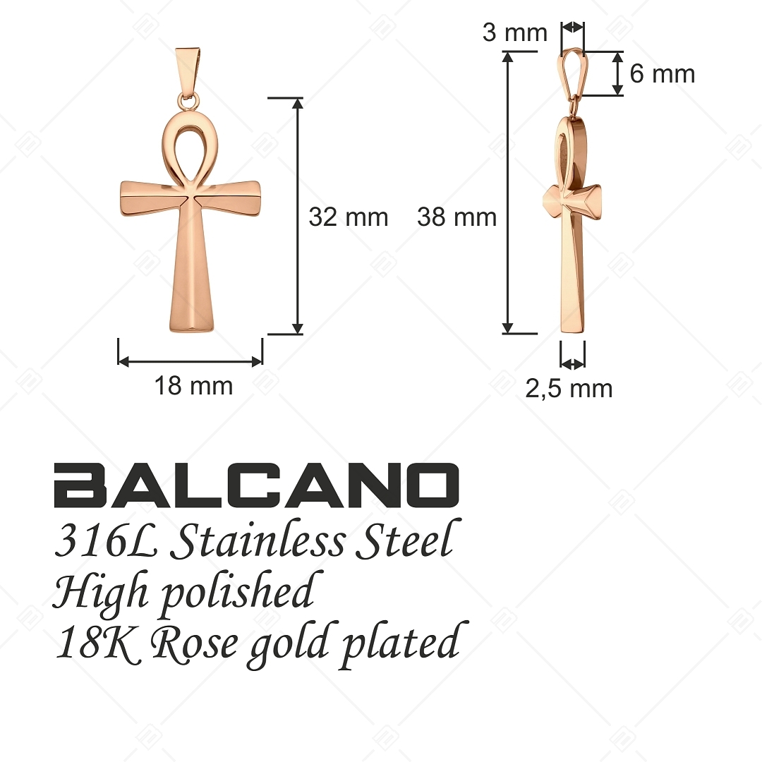 BALCANO - Isiris / Ankh Cross (Egyptian Cross) Pendant, 18K Rose Gold Plated (242211BC96)