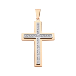 BALCANO - Crux / Pendentif croix avec pierres zirconium, plaqué or rose 18K