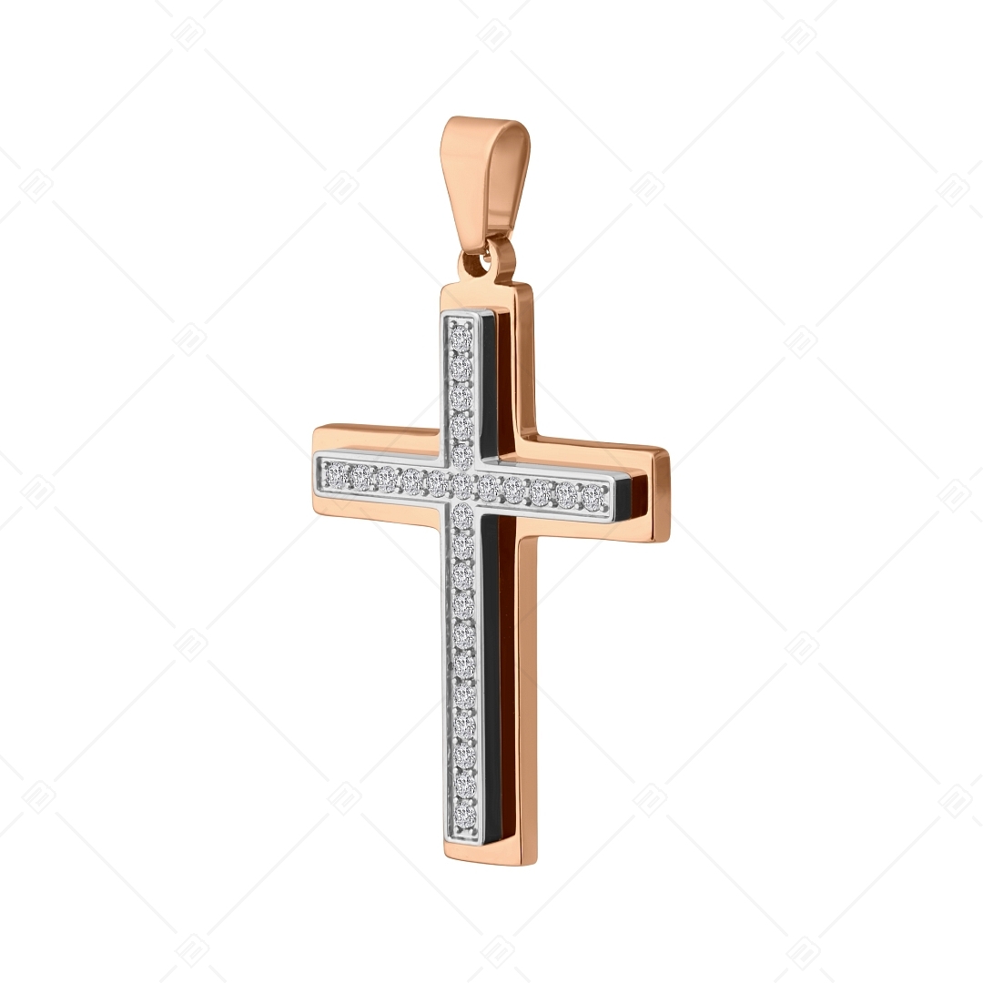 BALCANO - Crux / Pendentif croix avec pierres zirconium, plaqué or rose 18K (242212BC96)