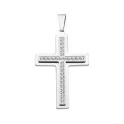 BALCANO - Crux / Pendentif croix avec pierres zirconium, avec polissage à haute brillance