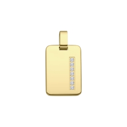 BALCANO - Brick / Pendant With Zirconia Gemstones, 18K Gold plated