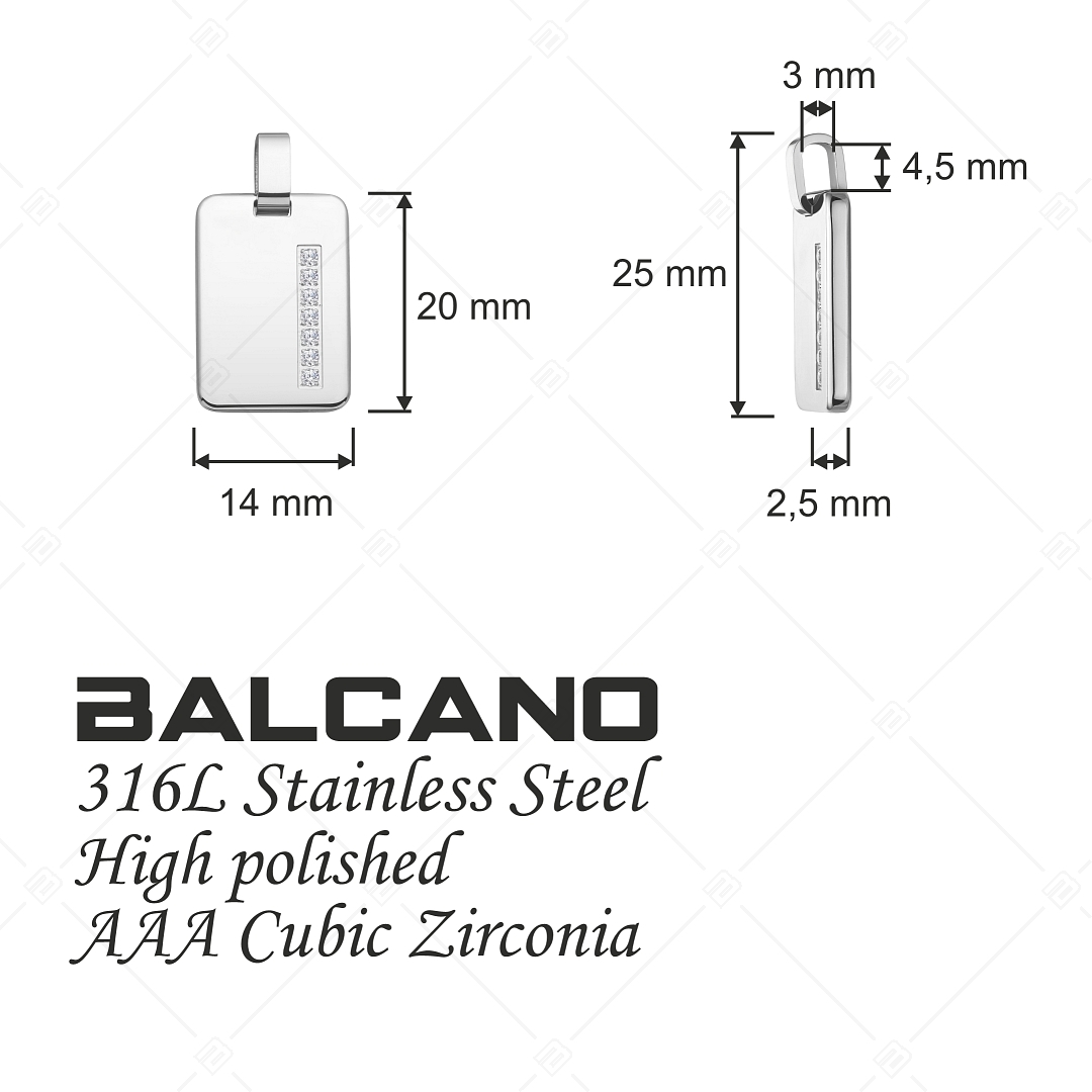 BALCANO - Brick / Pendant With Zirconia Gemstones, High Polished (242213BC97)