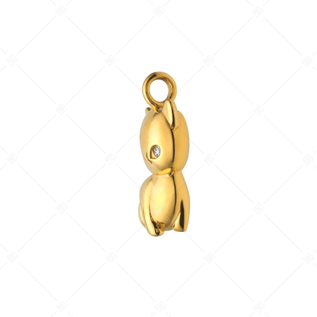 BALCANO - Kitty / Kitten Shaped Stainless Steel Pendant With Cubic Zirconia, 18K Gold Plated (242215BC88)