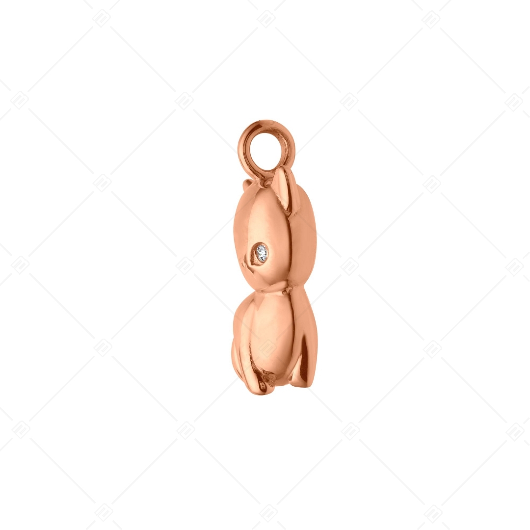 BALCANO - Kitty / Kitten shaped stainless steel pendant with cubic zirconia and 18K rose gold plated (242215BC96)