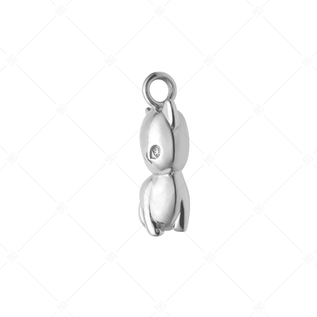 BALCANO - Kitty / Kitten Shaped Stainless Steel Pendant With Cubic Zirconia, High Polished (242215BC97)