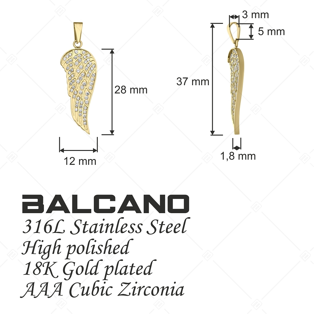 BALCANO - Angelica / Pendentif aile d'ange avec pierres de zirconium, plaqué or 18K (242217BC88)