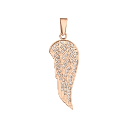 BALCANO - Angelica / Angel Wing Pendant With Zirconia Gemstones, 18K Rose Gold Plated