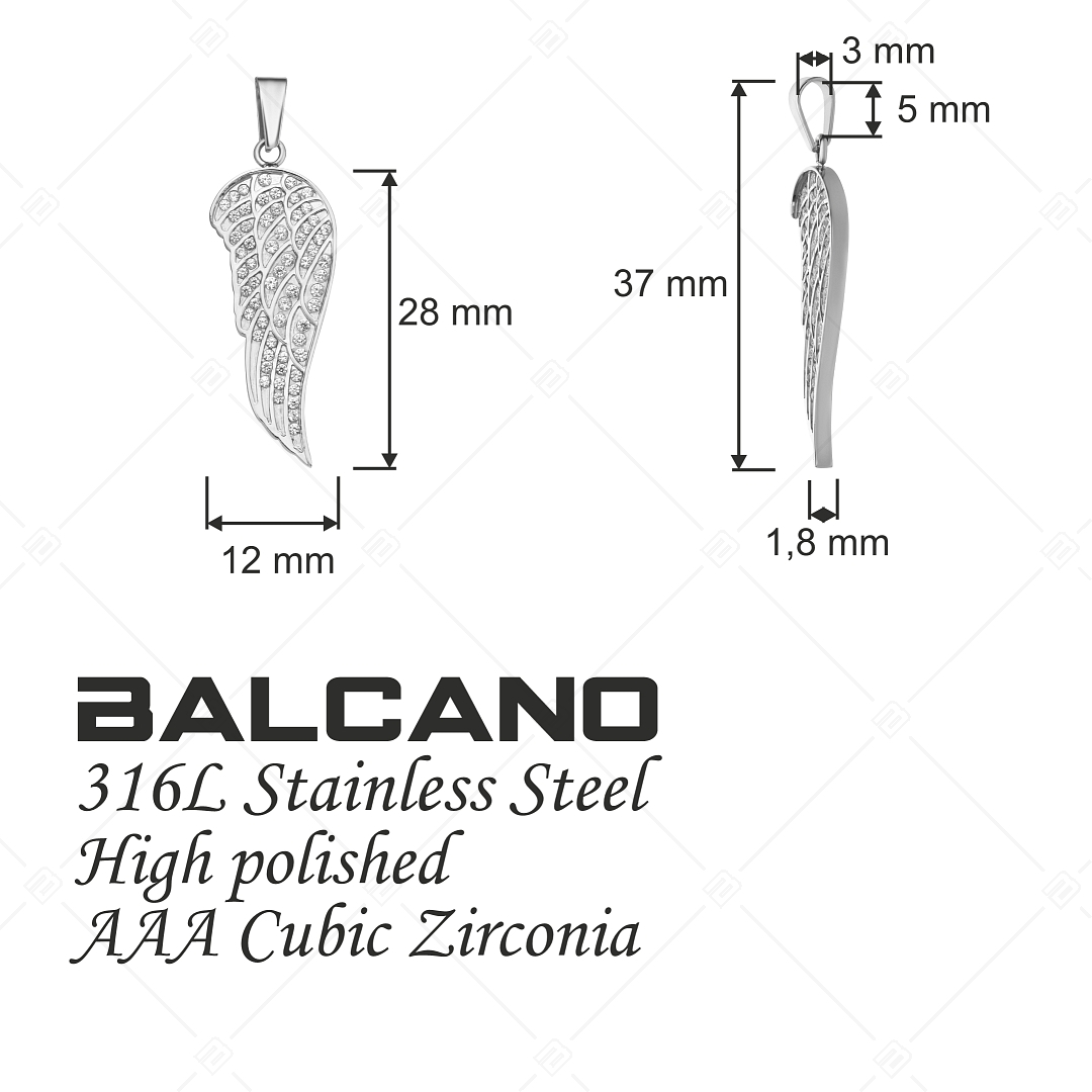 BALCANO - Angelica / Pendentif aile d'ange avec pierres de zirconium, avec hautement polie (242217BC97)