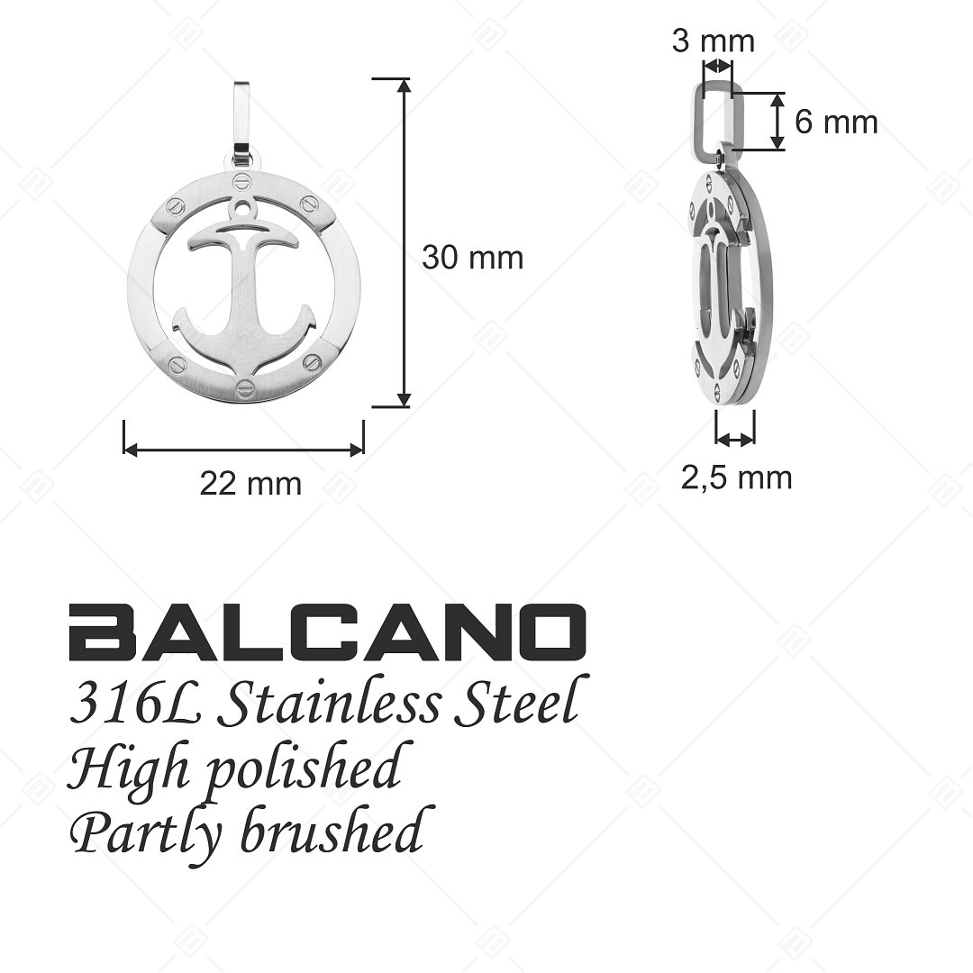 BALCANO - Anchor / Pendentif en acier inoxydable en forme d'ancre, avec hautement polie (242218BC97)