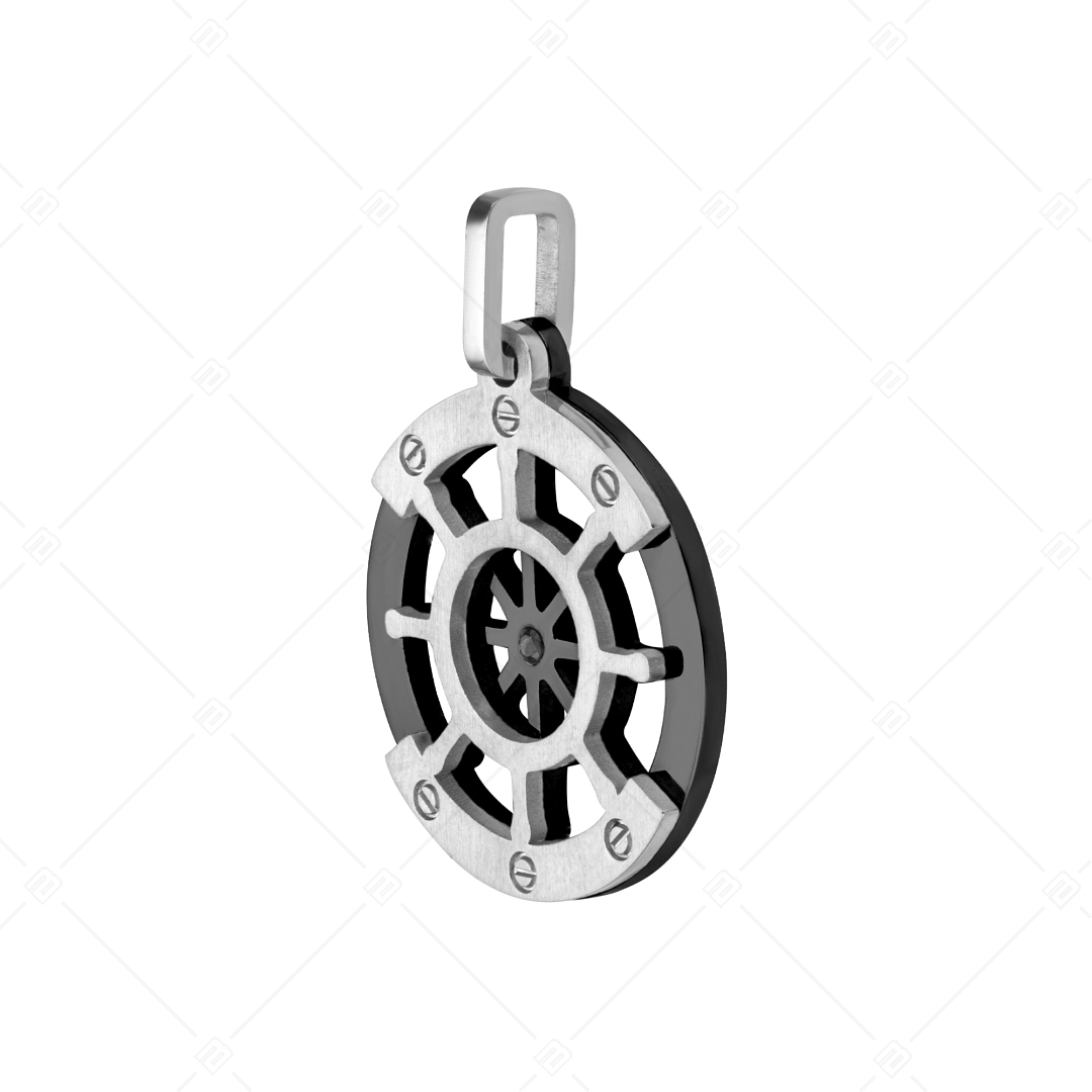 BALCANO - Sailor / Boat Steering Wheel Shaped Stainless Steel Pendant, Black PVD Plated (242219BC11)