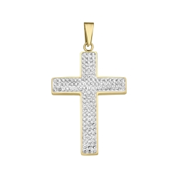 BALACNO - Asella / Pendentif en forme de croix avec des cristaux, plaqué or 18K