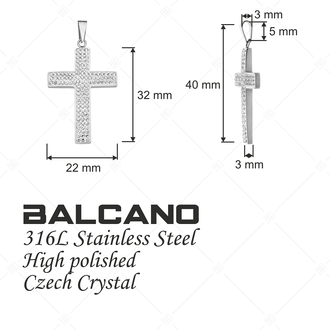 BALCANO - Asella / Kreuzförmiger Anhänger mit Kristallen, spiegelglanzpoliert (242220BC97)