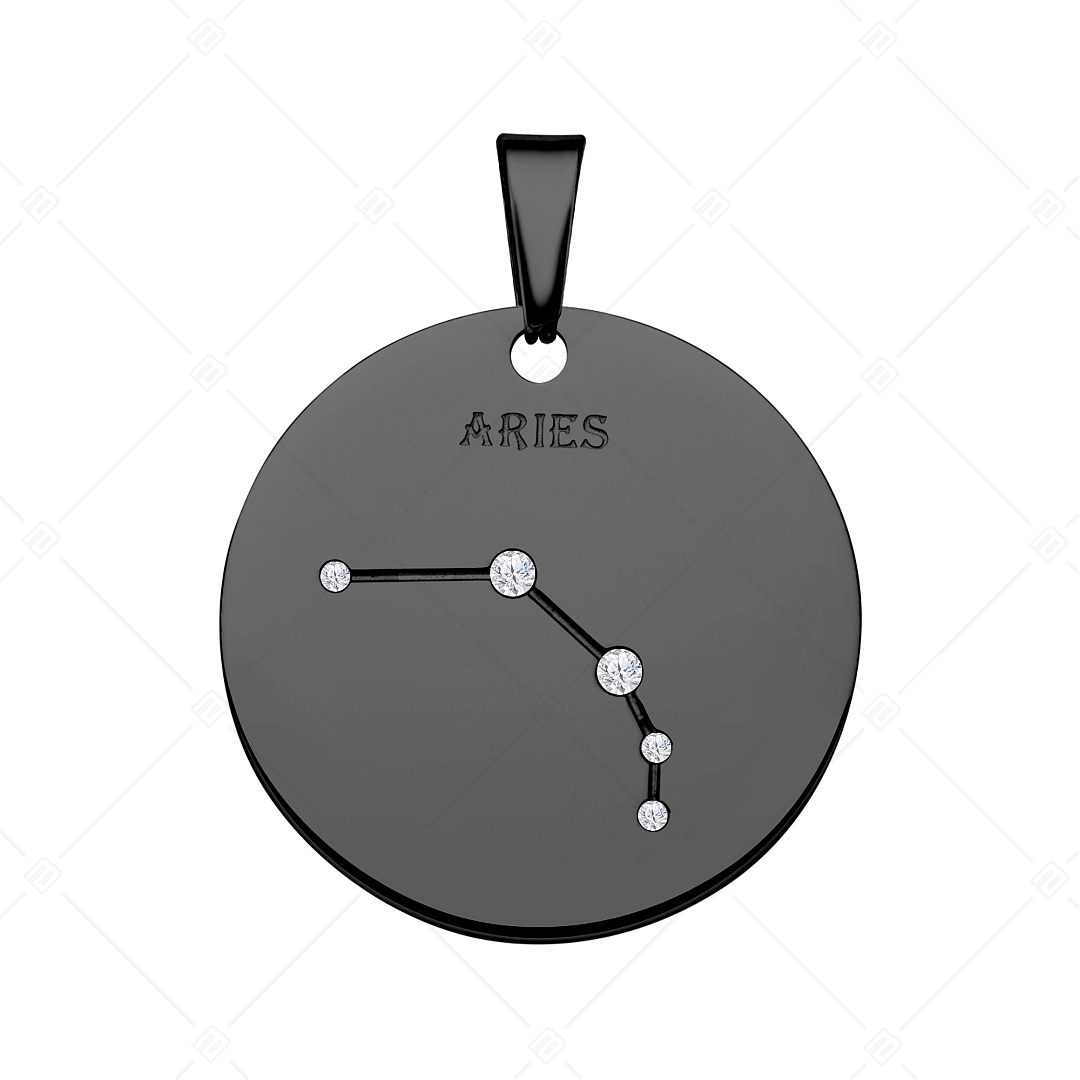 BALCANO - Zodiac / Pendentif horoscope avec pierres précieuses zirconium, plaqué PVD noir - Bélier (242222BC11)