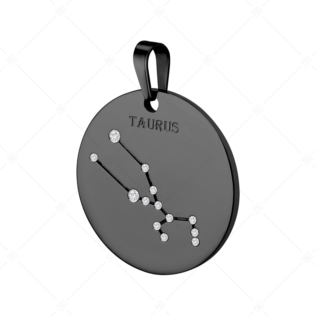BALCANO - Zodiac / Pendentif horoscope avec pierres précieuses zirconium plaqué PVD noir - Taureau (242223BC11)