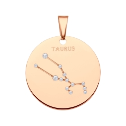 BALCANO - Zodiac / Pendentif horoscope avec pierres précieuses zirconium, plaqué or rose 18K - Taureau