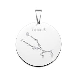 BALCANO - Zodiac / Constellation Pendant With Zirconia Gemstones and High Polished - Taurus