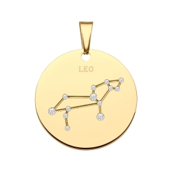 BALCANO - Zodiac / Sternzeichen Anhänger mit Zirkonia Edelsteinen und 18K Gold Beschichtung - Löwe