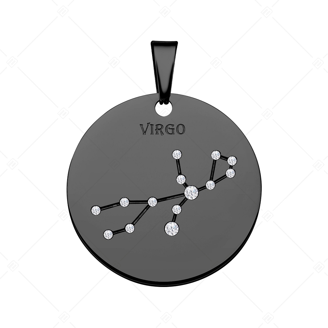 BALCANO - Zodiac / Constellation Pendant With Zirconia Gemstones, Black PVD Plated - Virgo (242225BC11)