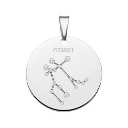 BALCANO - Zodiac / Constellation pendant with zirconia gemstones and high polished - Gemini