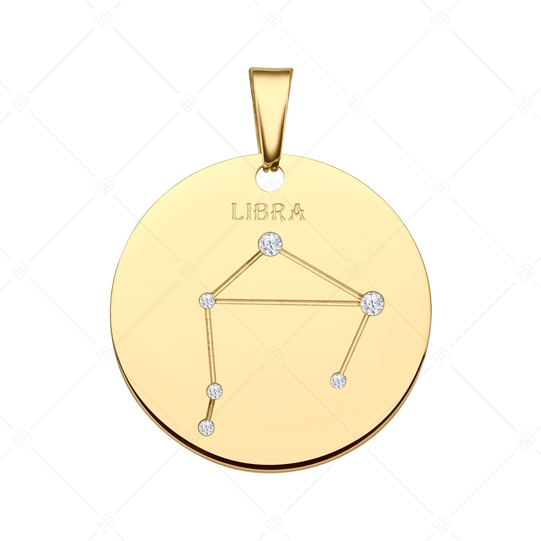 BALCANO - Zodiac / Sternzeichen Anhänger mit Zirkonia Edelsteinen und 18K Gold Beschichtung - Waage (242227BC88)
