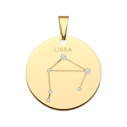 BALCANO - Zodiac / Constellation Pendant With Zirconia Gemstones and 18K Gold Plated - Libra