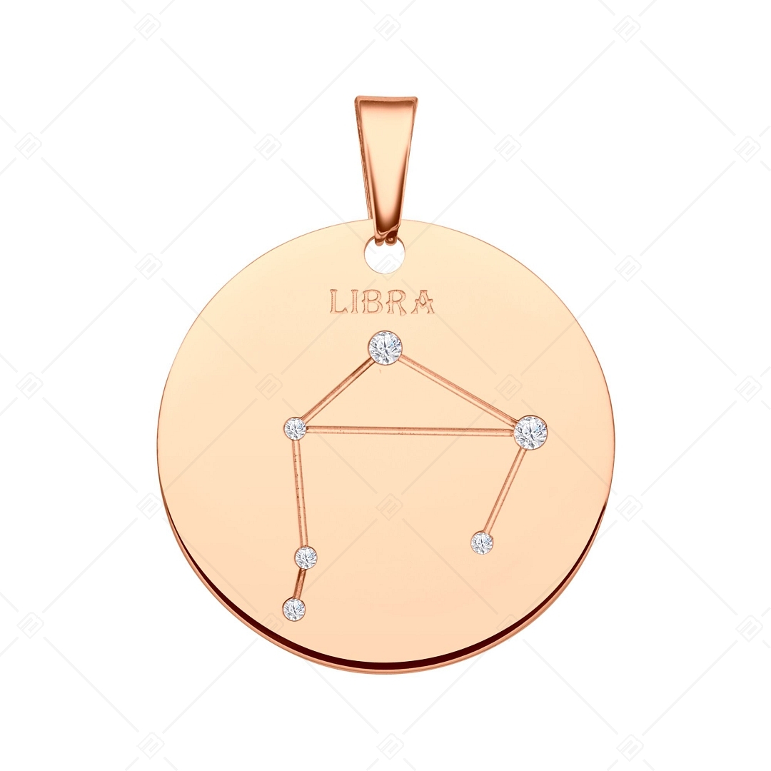 BALCANO - Zodiac / Constellation Pendant With Zirconia Gemstones and 18K Rose Gold Plated - Libra (242227BC96)