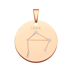 BALCANO - Zodiac / Constellation Pendant With Zirconia Gemstones and 18K Rose Gold Plated - Libra