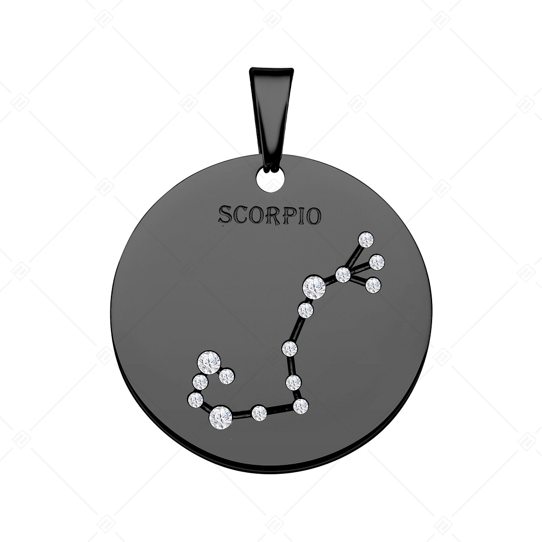 BALCANO - Zodiac / Constellation Pendant With Zirconia Gemstones and Black PVD Plated - Scorpio (242228BC11)