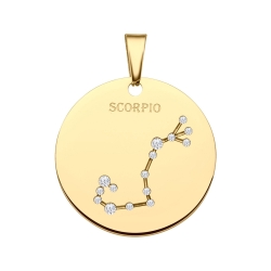 BALCANO - Zodiac / Pendentif horoscope avec pierres précieuses zirconium  plaqué or 18K - Scorpion