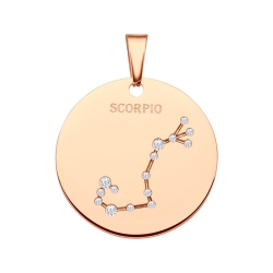 BALCANO - Zodiac / Pendentif horoscope avec pierres précieuses zirconium, plaqué or rose 18K - Scorpion