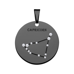 BALCANO - Zodiac / Constellation Pendant With Zirconia Gemstones and Black PVD Plated - Capricorn