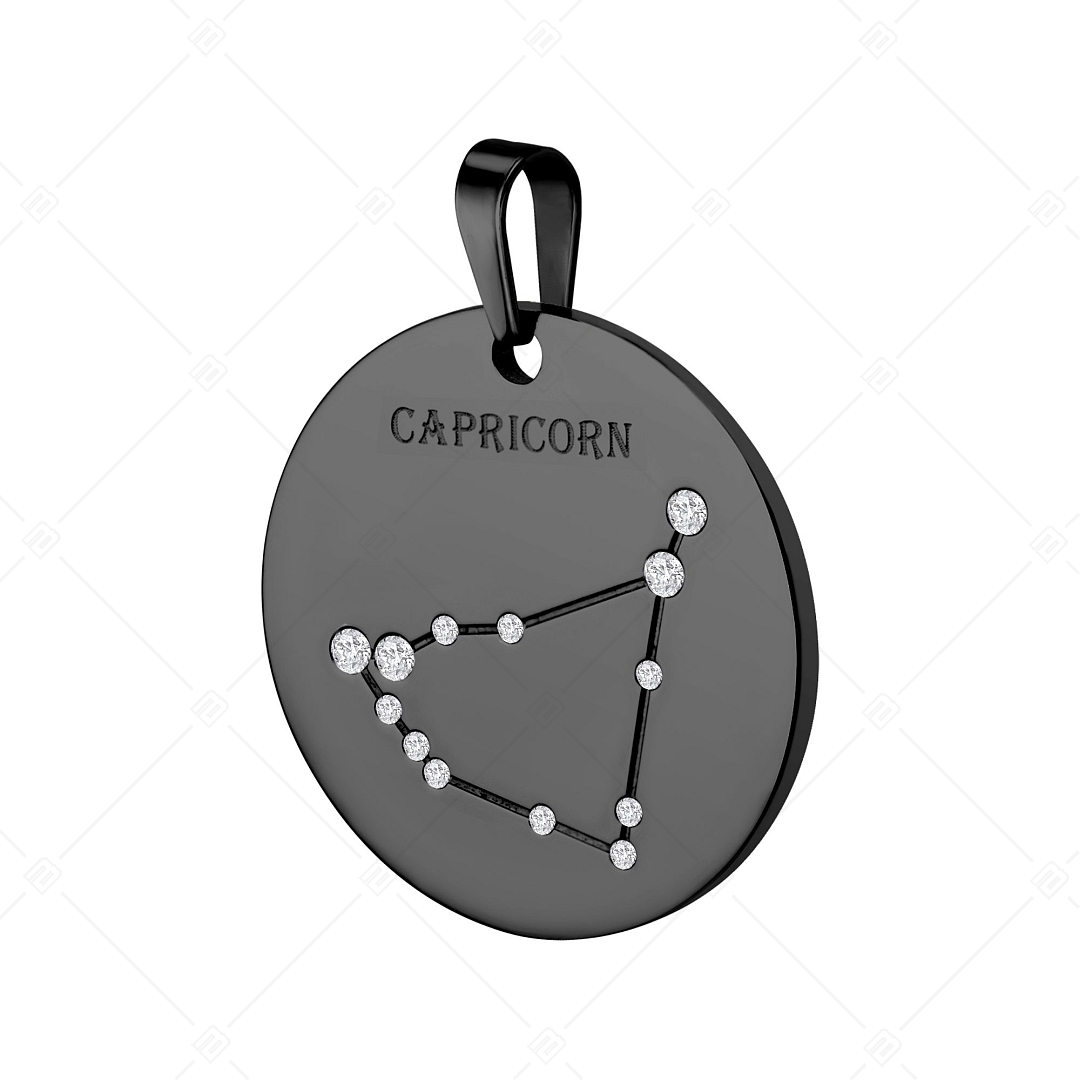 BALCANO - Zodiac / Constellation Pendant With Zirconia Gemstones and Black PVD Plated - Capricorn (242230BC11)