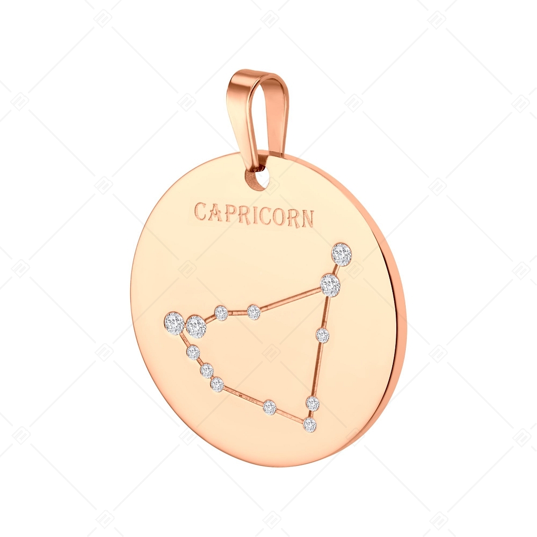 BALCANO - Zodiac / Constellation Pendant With Zirconia Gemstones  and 18K Rose Gold Plated - Capricorn (242230BC96)
