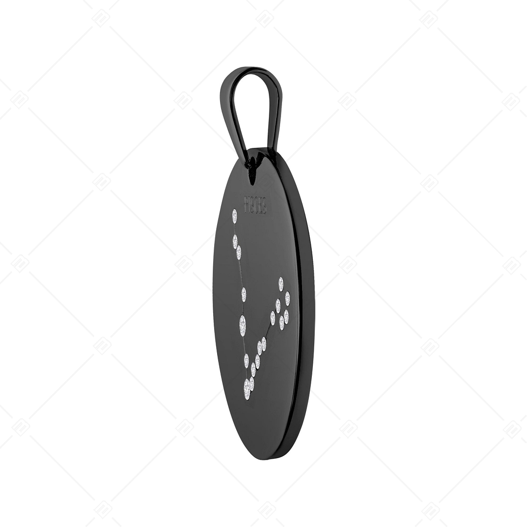 BALCANO - Zodiac / Constellation Pendant With Zirconia Gemstones and Black PVD Plated - Pisces (242232BC11)