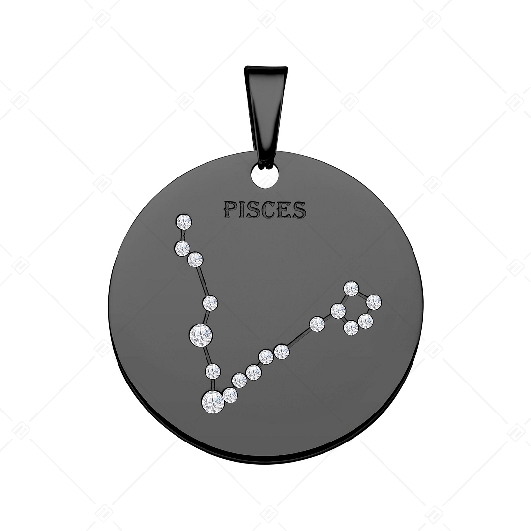 BALCANO - Zodiac / Pendentif horoscope avec pierres précieuses zirconium plaqué PVD noir - Poissons (242232BC11)