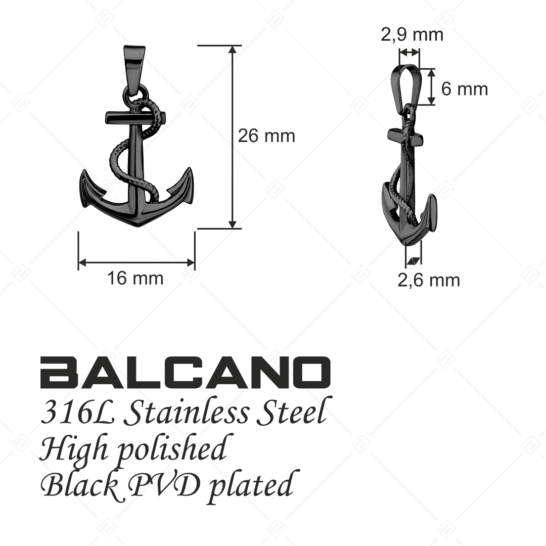 BALCANO - Ancoris / Pendentif ancre en acier inoxydable, plaqué PVD noir (242233BC11)