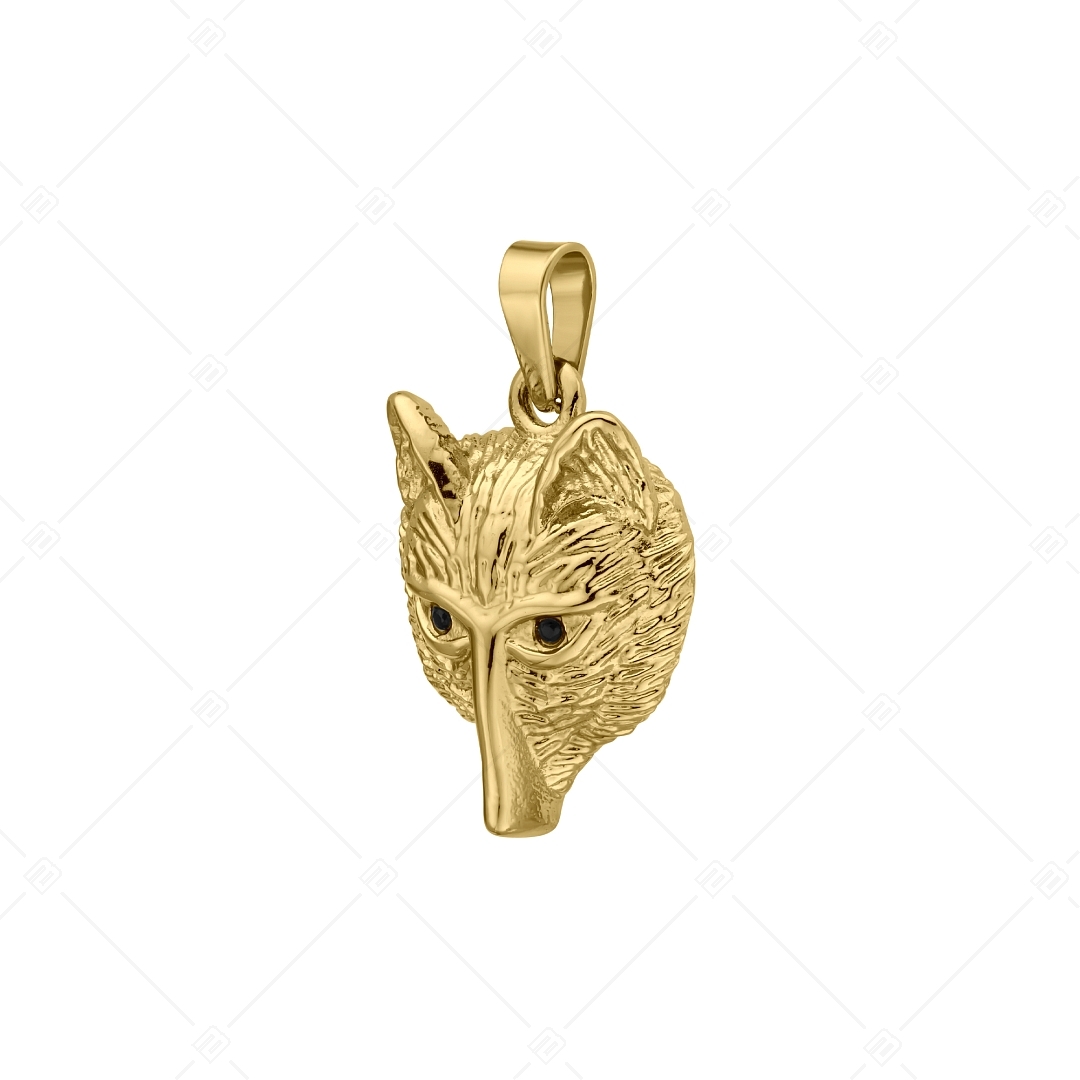 BALCANO - Wolf / Stainless Steel Wolf Head Pendant With Zirconia Gemstones, 18K Gold Plated (242234BC88)