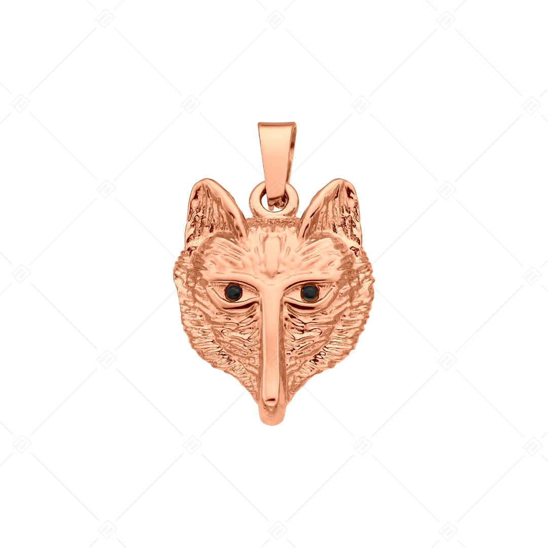 BALCANO - Wolf / Stainless Steel Wolf Head Pendant With Zirconia Gemstones, 18K Rose Gold Plated (242234BC96)