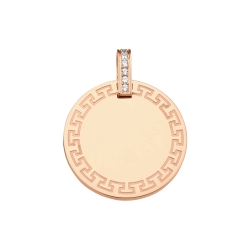 BALCANO - Mínea / Round Pendant With Greek Pattern, Zirconia Gemstones, 18K Rose Gold Plated