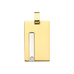 BALCANO - Charlie / Stainless steel pendant with cubic zirconia gemstone, 18K gold plating