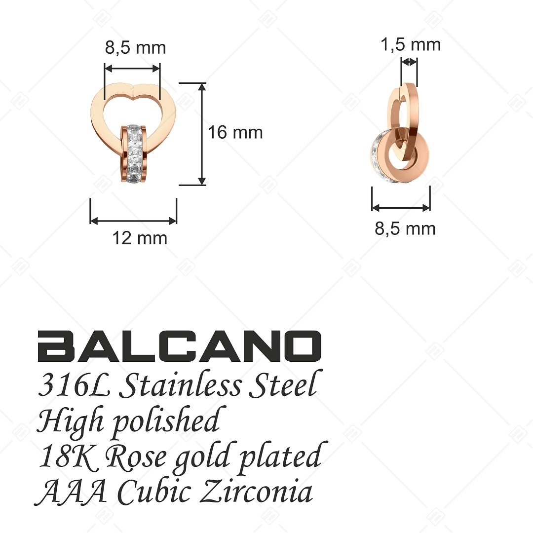BALCANO - Cor / Pendant With Zirconia Gemstones, 18K Rose Gold Plated (242240BC96)
